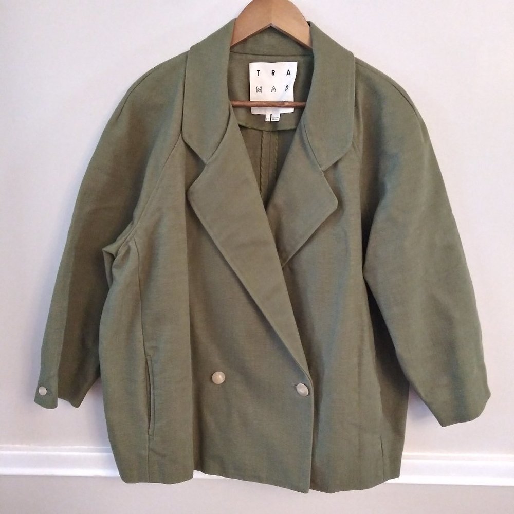 Green Cotton Canvas Utility Jacket/Blazer